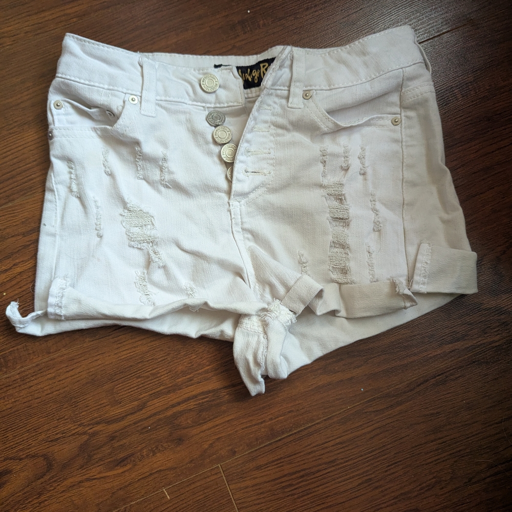 White Distressed Women Shorts
